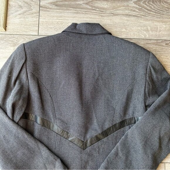 Vintage Jackie K. Wool Blend Leather Trim Blazer Made in Canada - Picture 14 of 15